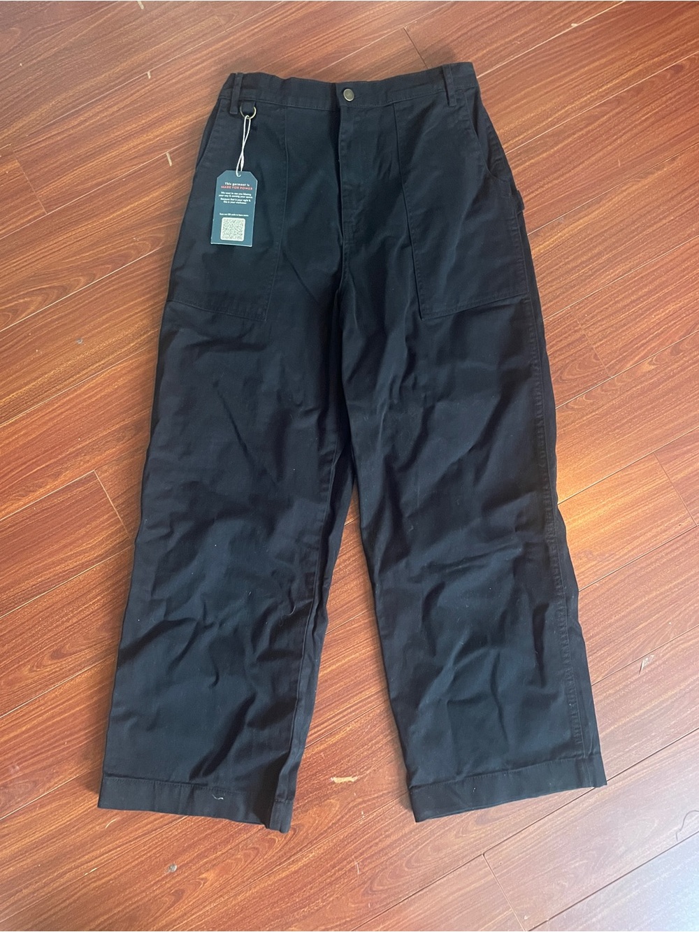 SÜK Women's Black Wide-Leg Utility Workwear Trousers
